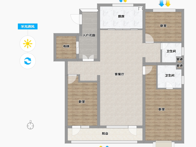 山西省-大同市-大同富力悦玺-118.66-户型库-采光通风