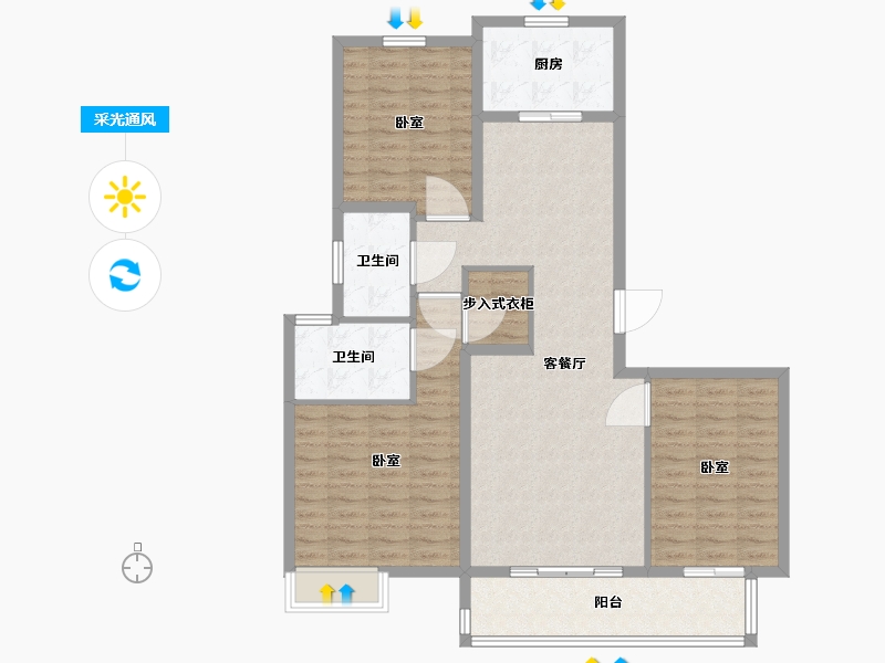 陕西省-渭南市-蒲城龙记观园-110.01-户型库-采光通风