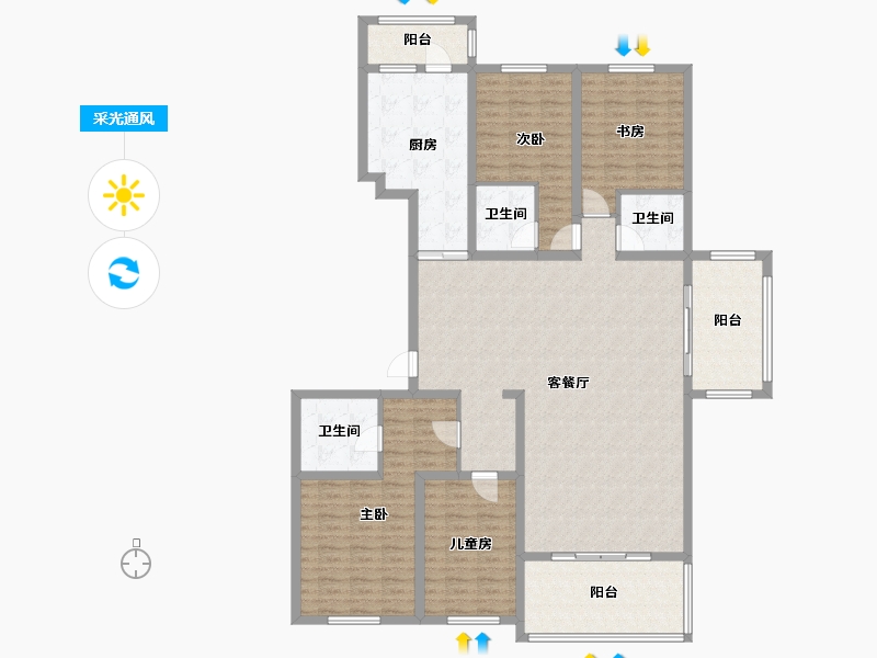 山东省-日照市-安泰名筑-164.54-户型库-采光通风