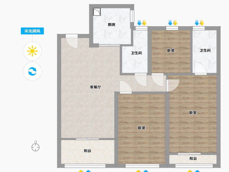 江苏省-无锡市-璞悦滨湖望-84.00-户型库-采光通风