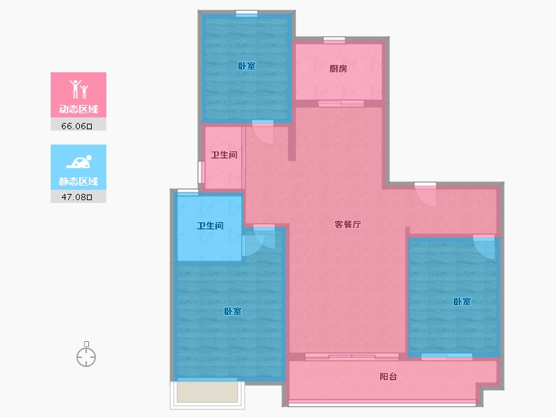 陕西省-渭南市-蒲城龙记观园-102.00-户型库-动静分区