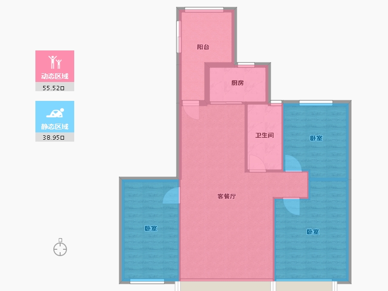 辽宁省-营口市-中天书香庭院-86.07-户型库-动静分区