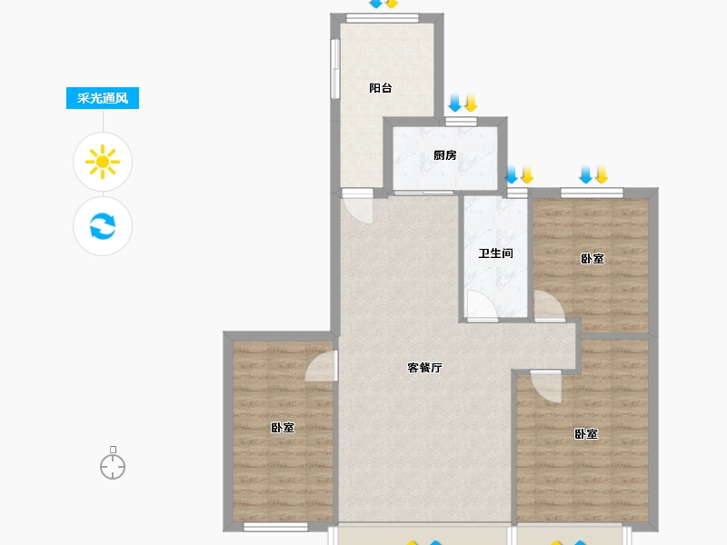 辽宁省-营口市-中天书香庭院-86.07-户型库-采光通风