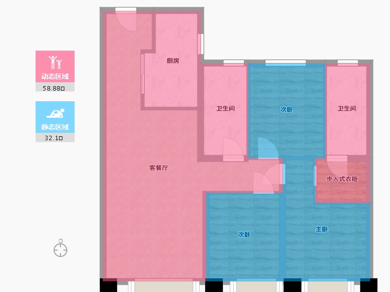 黑龙江省-哈尔滨市-金地名悦-81.23-户型库-动静分区