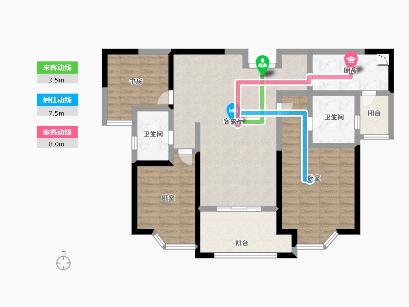 江苏省-无锡市-红豆人民路九号-100.20-户型库-动静线