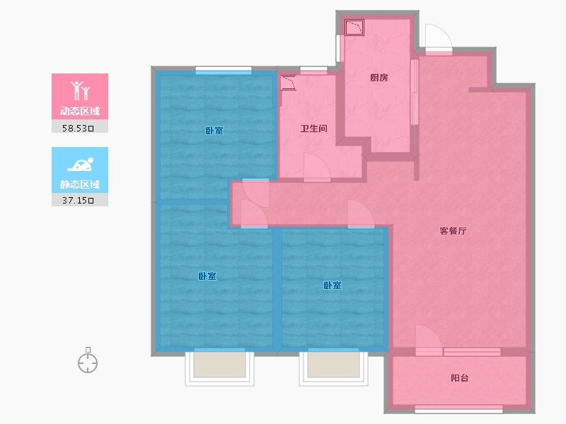 陕西省-渭南市-富力城-84.98-户型库-动静分区