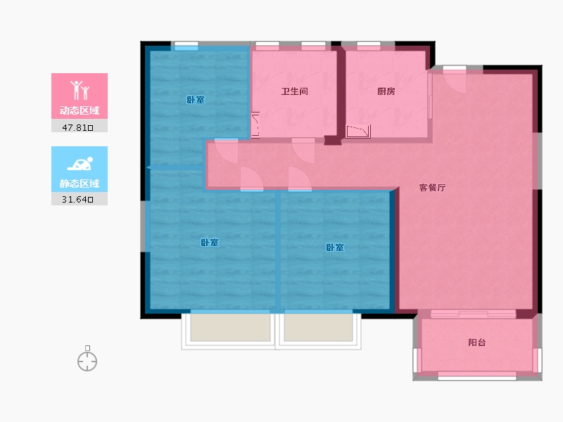 江苏省-无锡市-绿地四季印象-71.00-户型库-动静分区