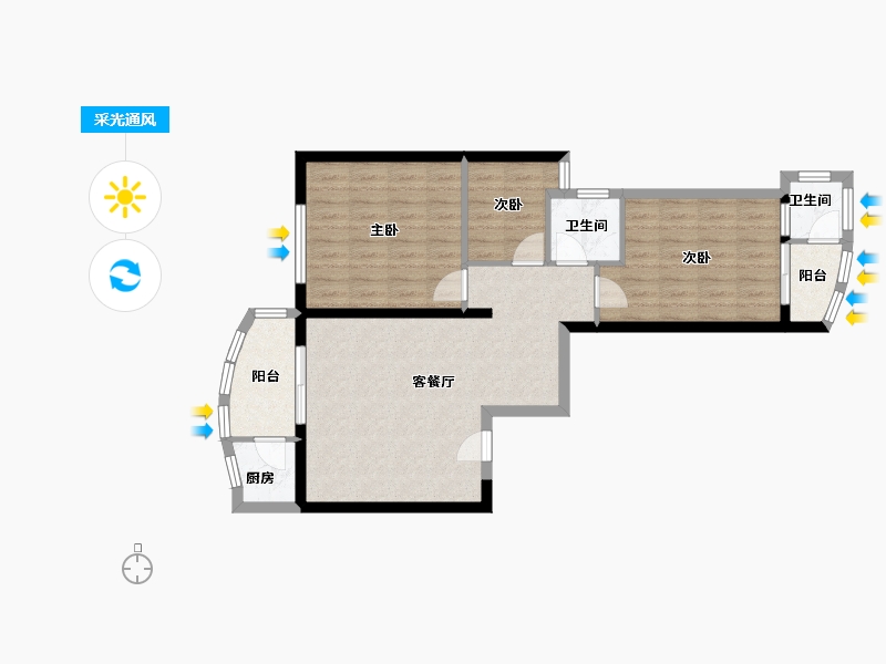 福建省-泉州市-嘉琳广场-76.54-户型库-采光通风