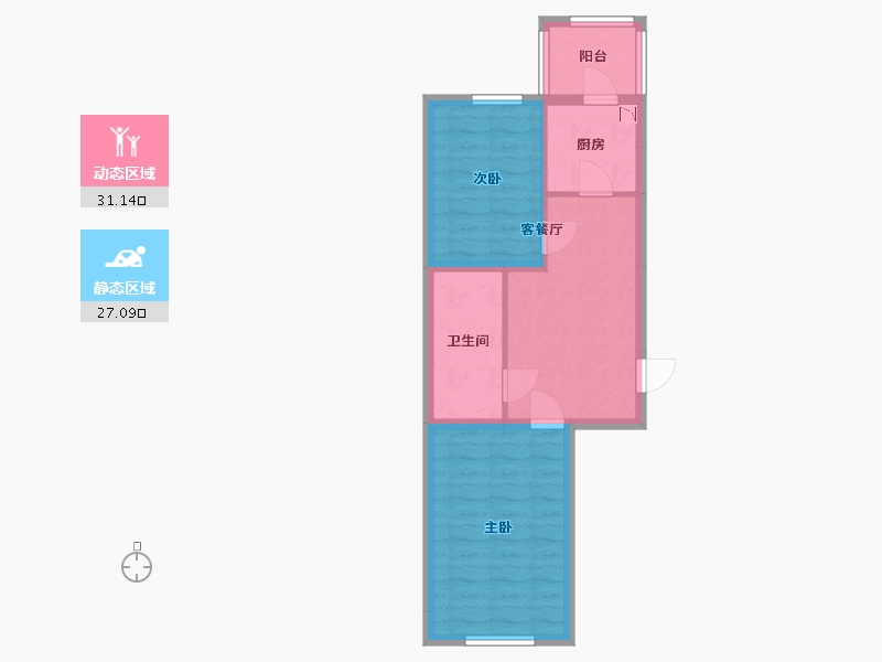 黑龙江省-哈尔滨市-金色城邦-51.38-户型库-动静分区