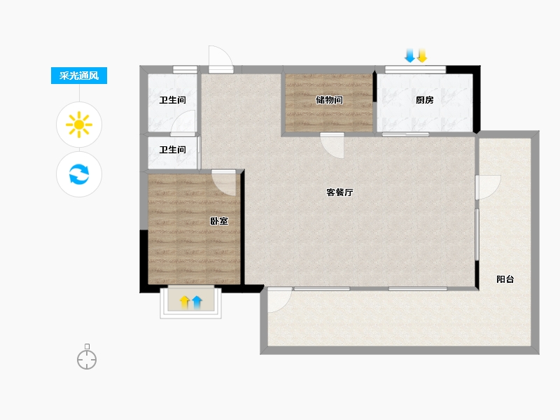 内蒙古自治区-包头市-富力山-95.59-户型库-采光通风