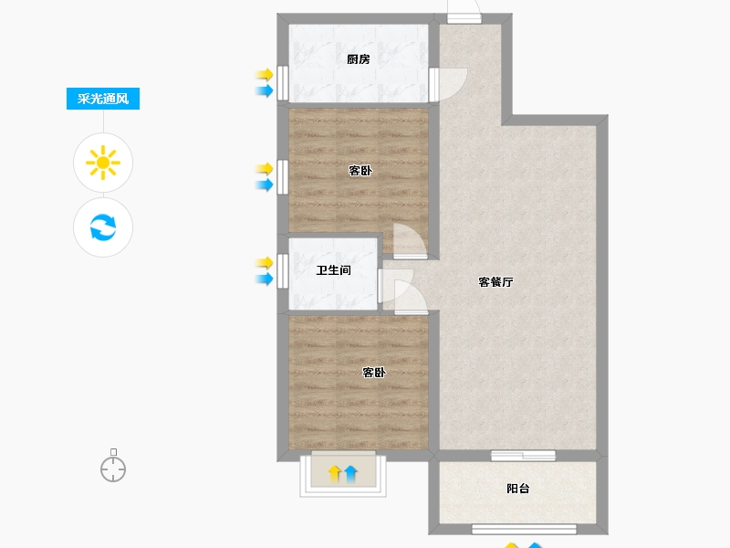 陕西省-渭南市-马渡新城-68.33-户型库-采光通风