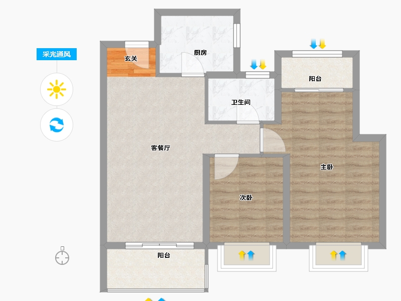 江苏省-南京市-远洋万和四季-71.00-户型库-采光通风