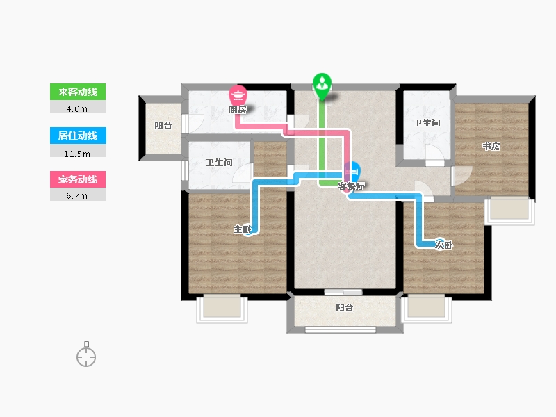 陕西省-西安市-星雨华府-87.00-户型库-动静线