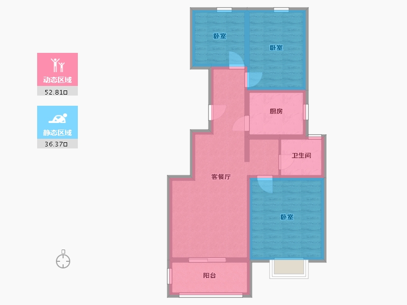 陕西省-渭南市-兰亭观邸-78.58-户型库-动静分区