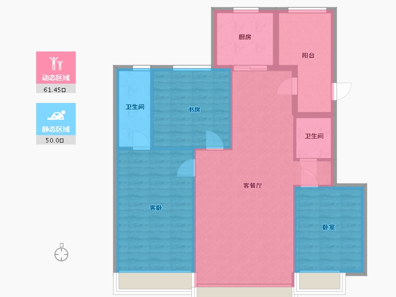 辽宁省-营口市-中天书香庭院-101.69-户型库-动静分区