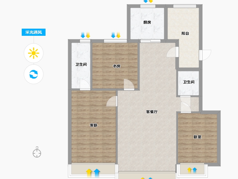 辽宁省-营口市-中天书香庭院-101.69-户型库-采光通风