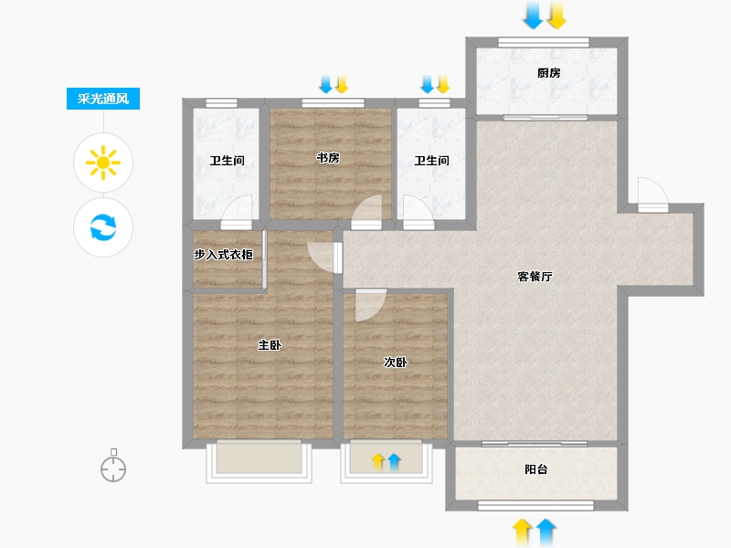 山东省-菏泽市-天华国际-96.04-户型库-采光通风