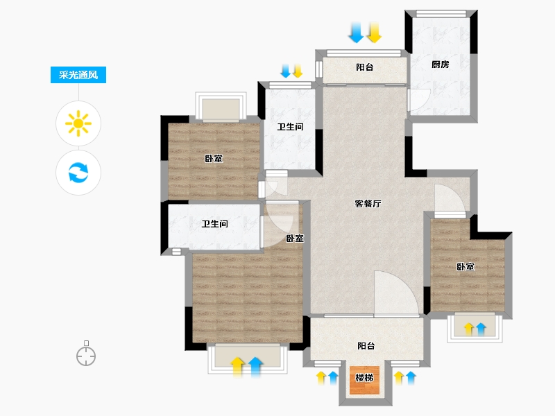 江苏省-无锡市-无锡恒大翡翠公园-94.00-户型库-采光通风