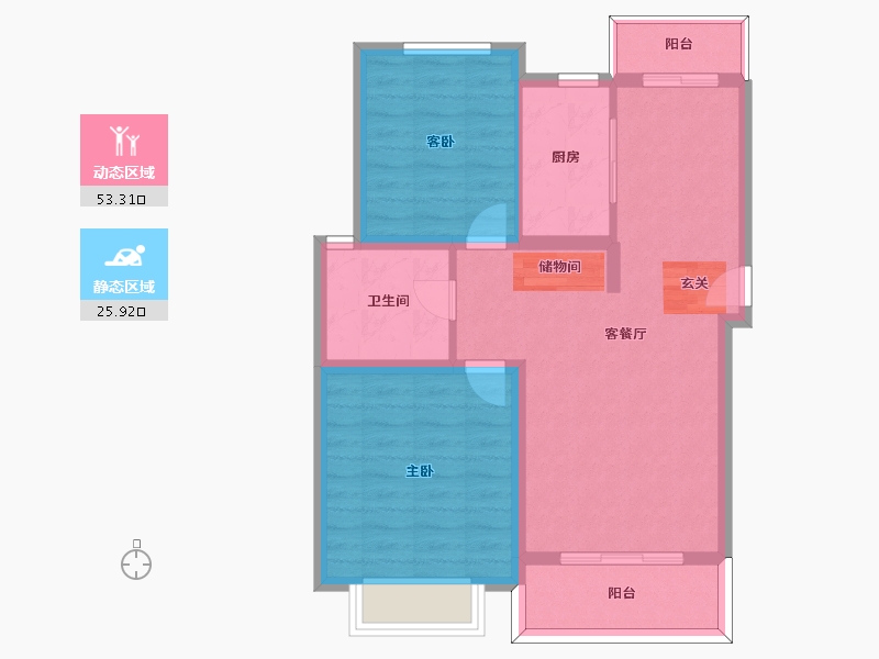 江苏省-无锡市-天奇馨城-71.00-户型库-动静分区