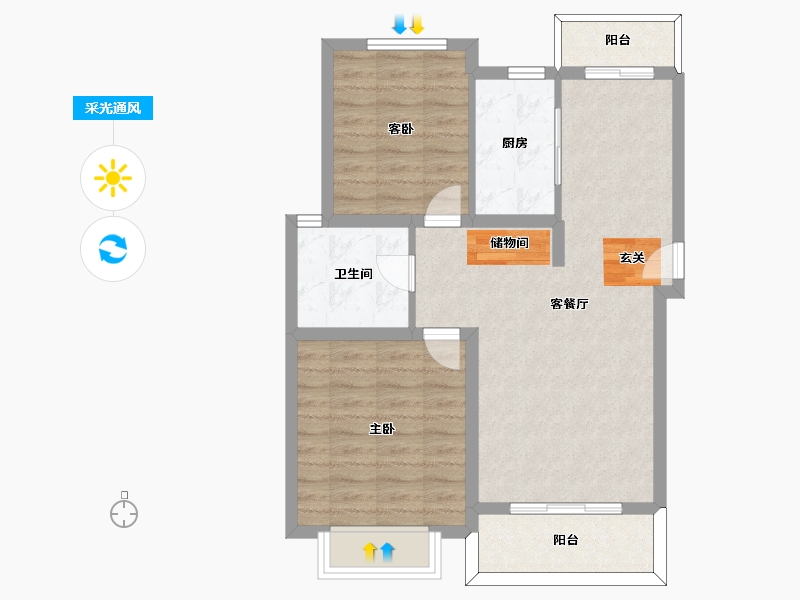 江苏省-无锡市-天奇馨城-71.00-户型库-采光通风