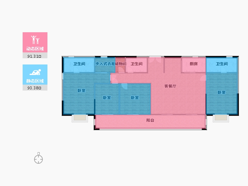 陕西省-西安市-沣水云间-171.44-户型库-动静分区