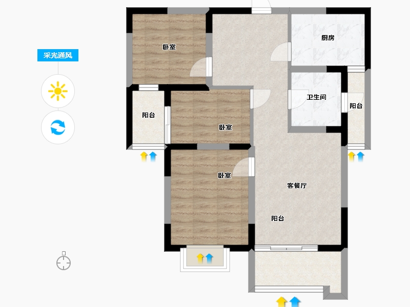 安徽省-宿州市-首钢·首御-78.28-户型库-采光通风