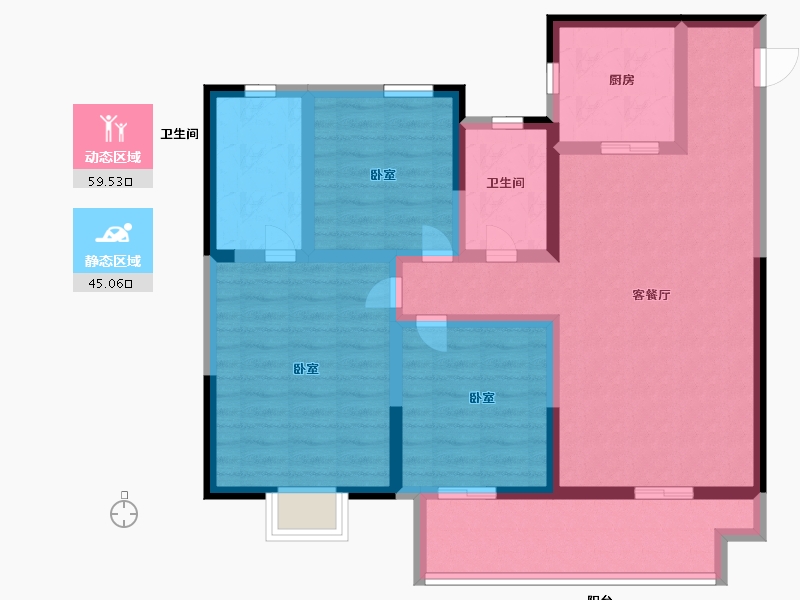 江苏省-无锡市-时光玖境-92.00-户型库-动静分区