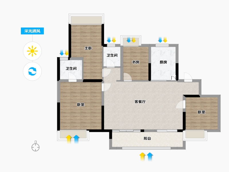 江苏省-常州市-蓝光雍锦园-114.36-户型库-采光通风