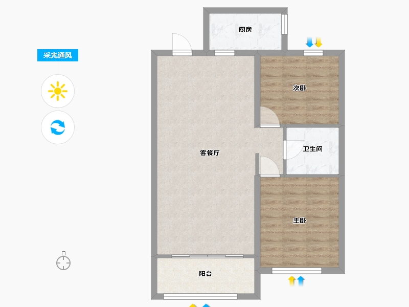 黑龙江省-哈尔滨市-大都会新天地5期-71.43-户型库-采光通风