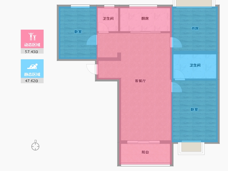 陕西省-西安市-龙发天泉湾-95.21-户型库-动静分区