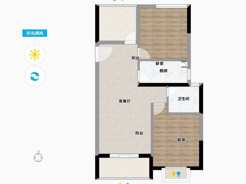 江苏省-无锡市-融创银城惠山国际社区-71.31-户型库-采光通风