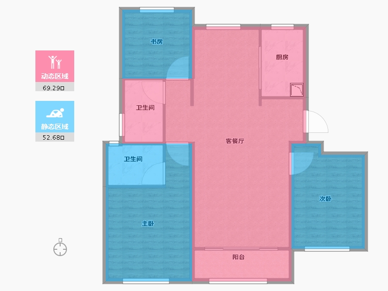 山东省-烟台市-中海悦公馆-111.01-户型库-动静分区