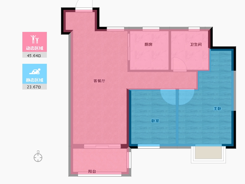 江苏省-南京市-银城孔雀城·荟见未来-62.30-户型库-动静分区