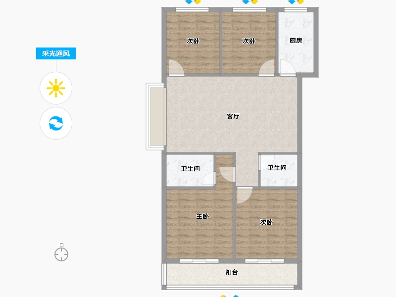 浙江省-台州市-京都珑悦府-104.00-户型库-采光通风