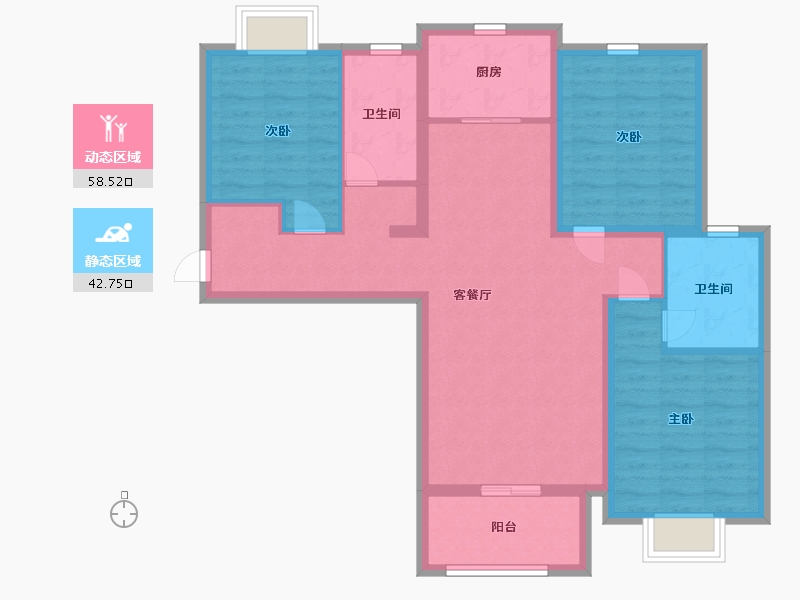 陕西省-西安市-星雨华府-89.99-户型库-动静分区