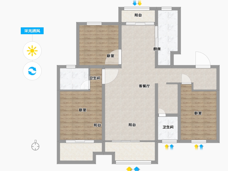 陕西省-渭南市-金石龙禧台-111.00-户型库-采光通风