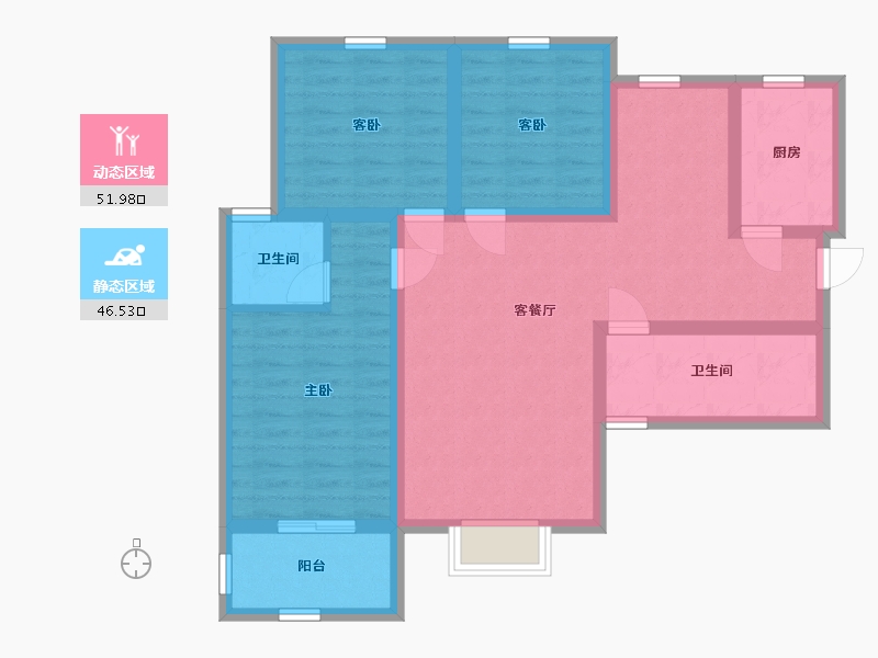 陕西省-渭南市-马渡新城-86.89-户型库-动静分区