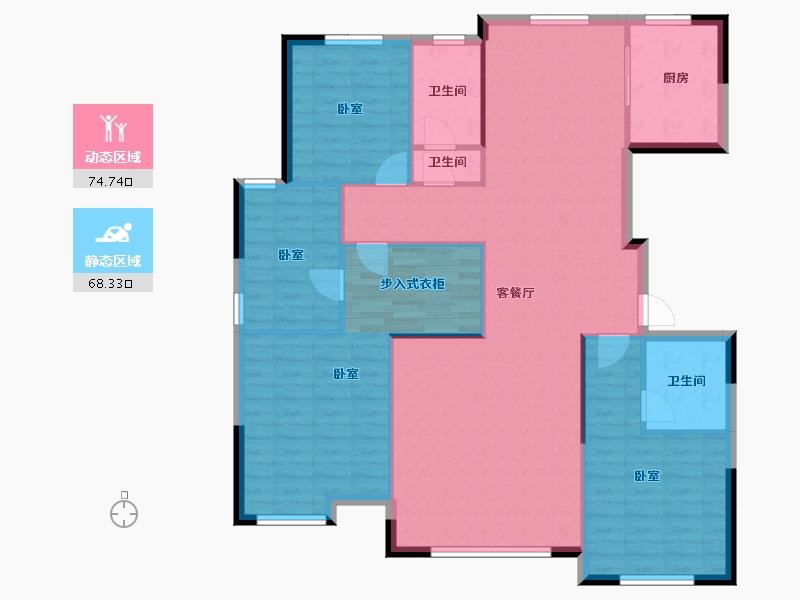 内蒙古自治区-包头市-锦尚国际·锦天下-131.76-户型库-动静分区