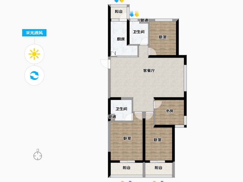 山西省-大同市-恒大翡翠华庭-103.04-户型库-采光通风