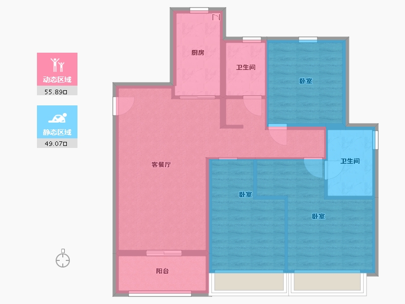 江苏省-无锡市-璞悦滨湖望-94.18-户型库-动静分区