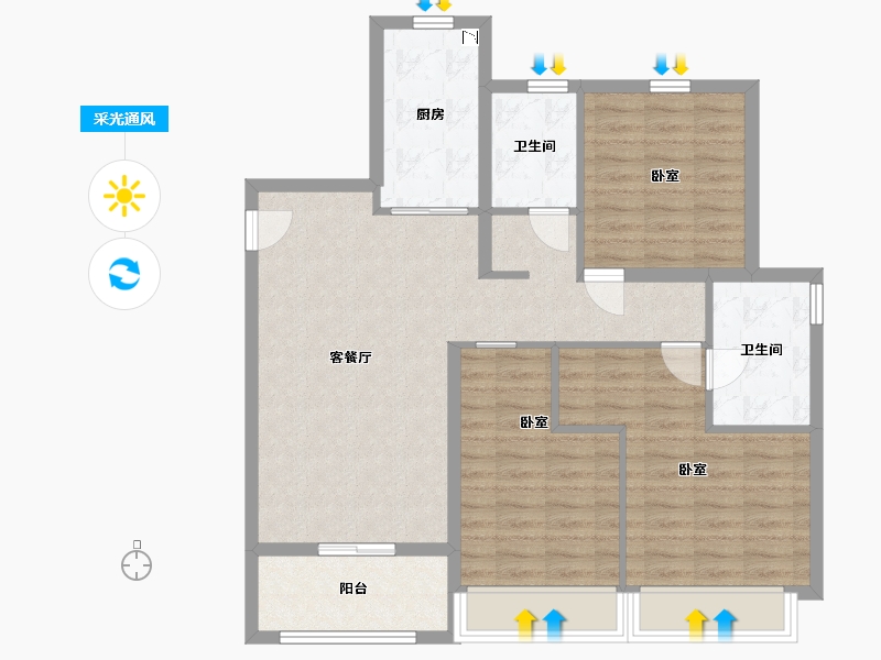 江苏省-无锡市-璞悦滨湖望-94.18-户型库-采光通风