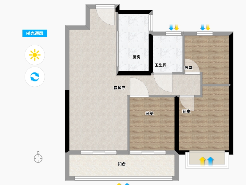 陕西省-西安市-合创君悦府-79.01-户型库-采光通风