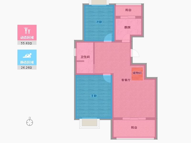 江苏省-无锡市-天奇馨城-72.67-户型库-动静分区