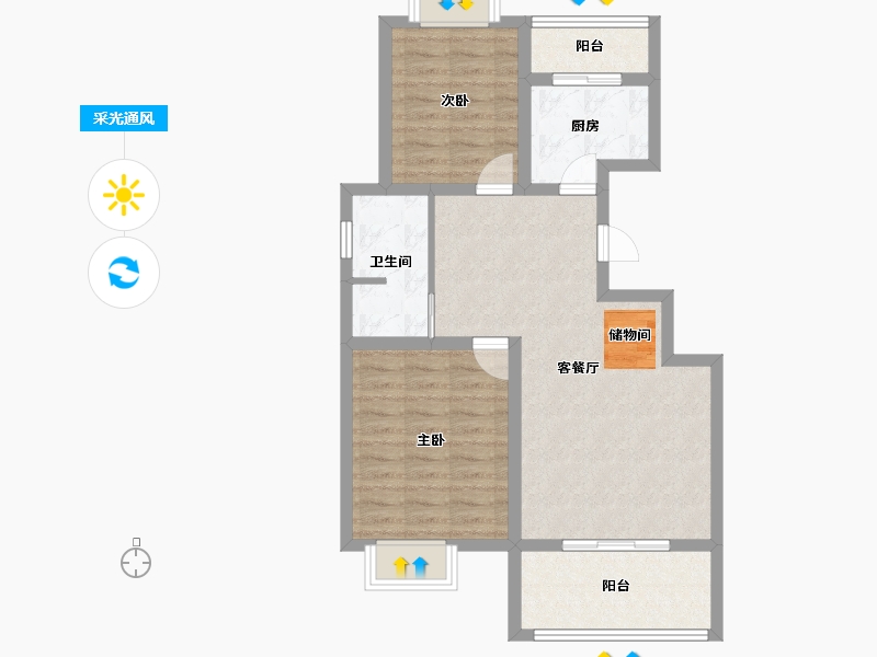 江苏省-无锡市-天奇馨城-72.67-户型库-采光通风