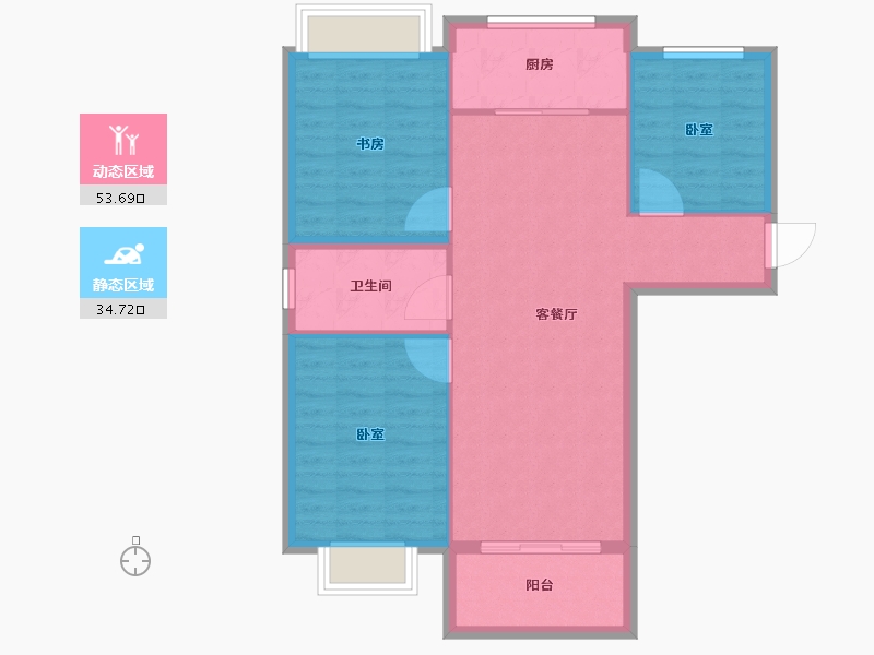 陕西省-西安市-龙发天泉湾-80.56-户型库-动静分区