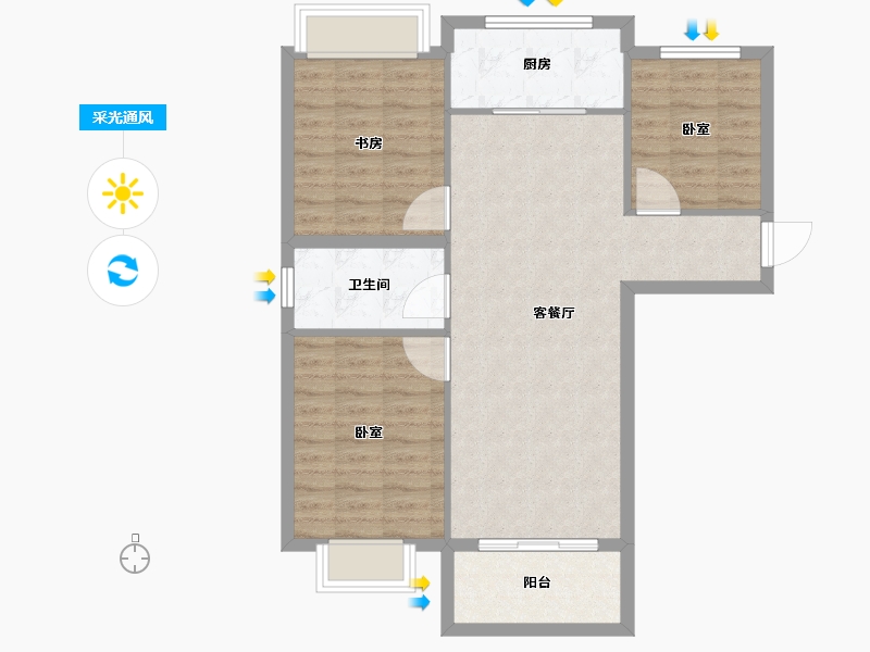 陕西省-西安市-龙发天泉湾-80.56-户型库-采光通风