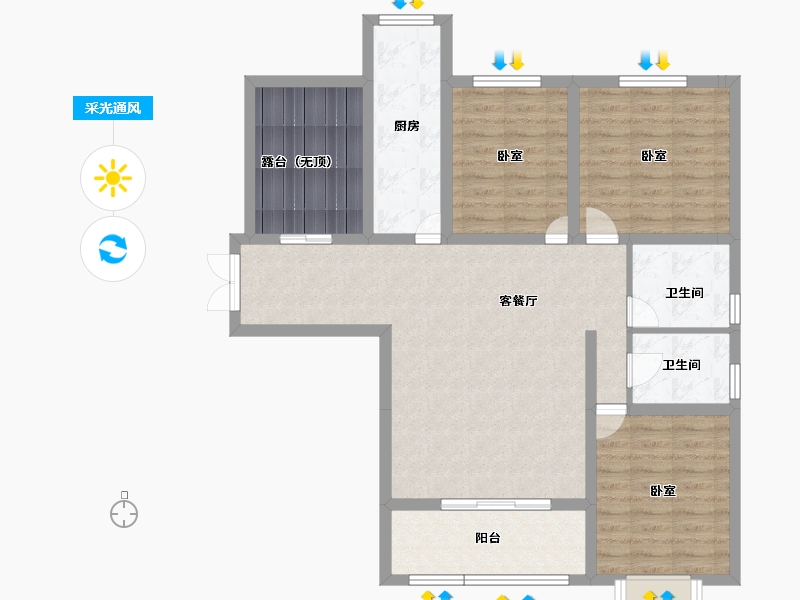 甘肃省-兰州市-天佑嘉州润园-99.47-户型库-采光通风