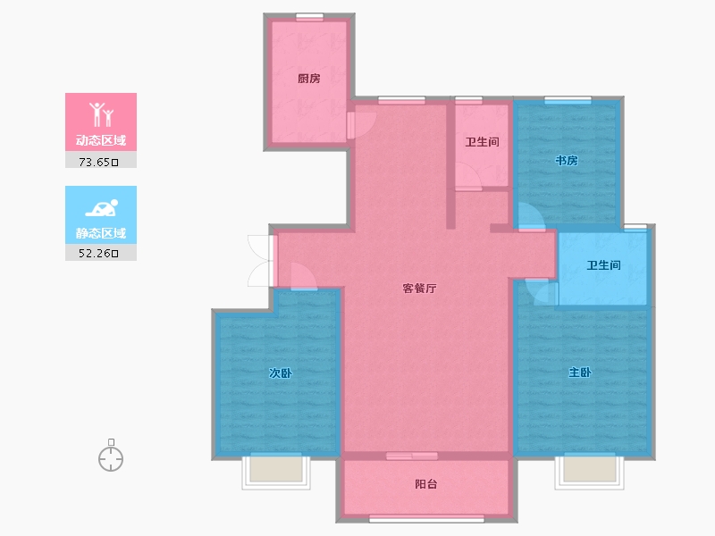 陕西省-西安市-宇林·水岸名邸-112.93-户型库-动静分区