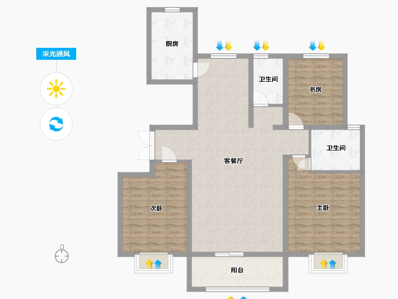 陕西省-西安市-宇林·水岸名邸-112.93-户型库-采光通风