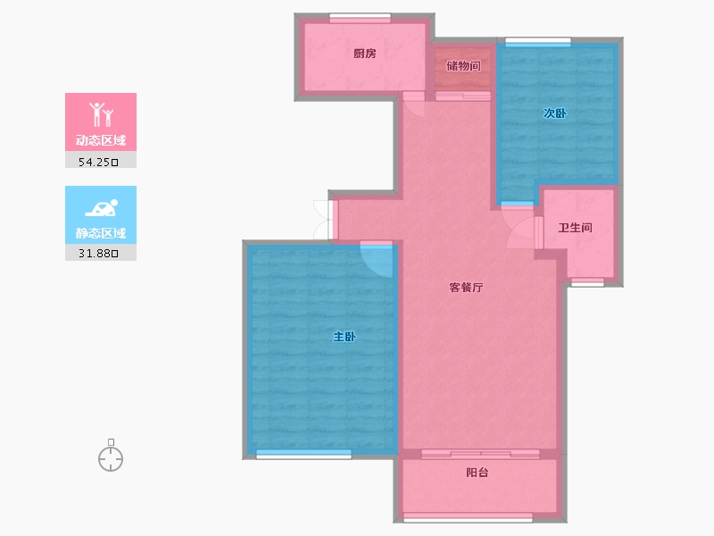 陕西省-渭南市-豪润·公园天下-76.66-户型库-动静分区